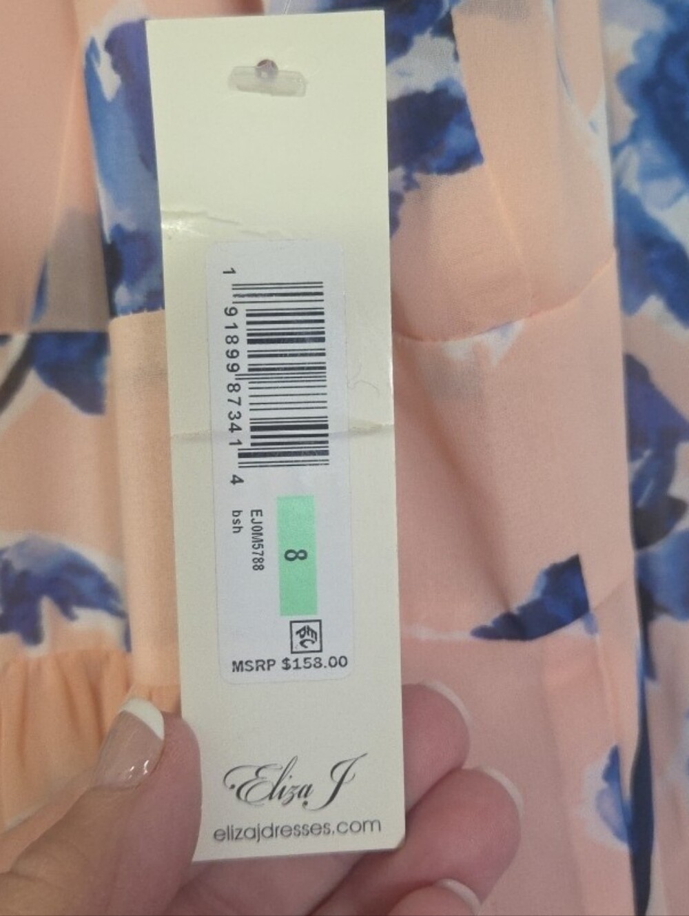 Eliza J Floral Chiffon Halter Maxi Dress Womens Size 8 Pink Blue Wedding NWT - Picture 5 of 13